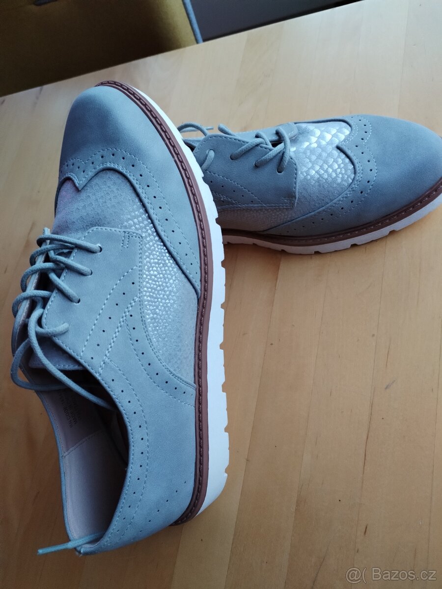 Elegantní boty šněrovací dámské šedé NOVÉ