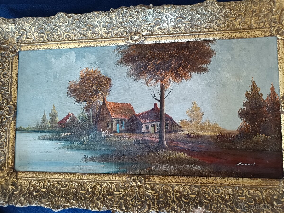 Starý obraz. Belgie olej na plátně 80x40 + rám