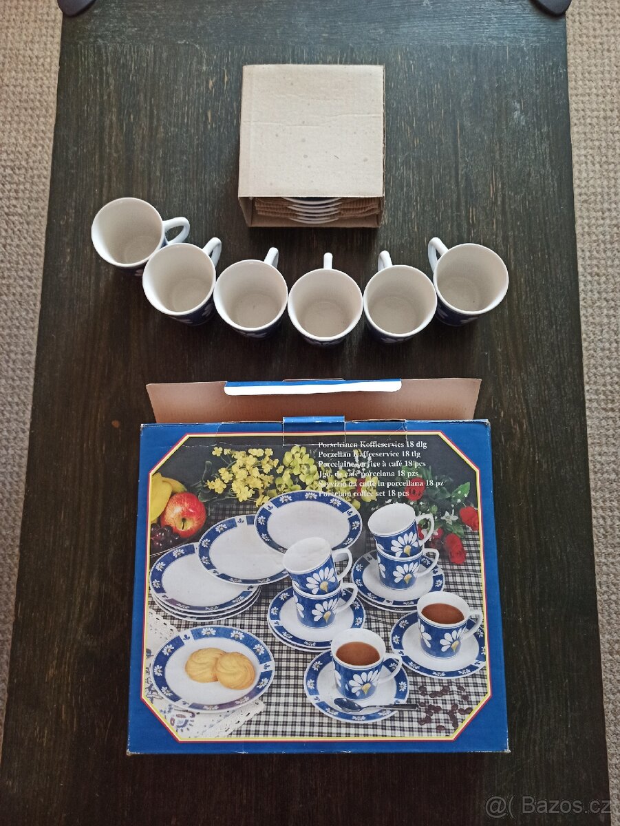 Porcelánová kávová sada - 6 ks šálků a 6 ks podšálků
