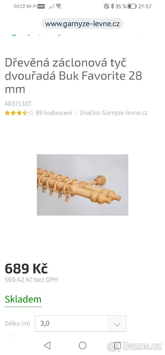 Záclonové tyče dvouřadé