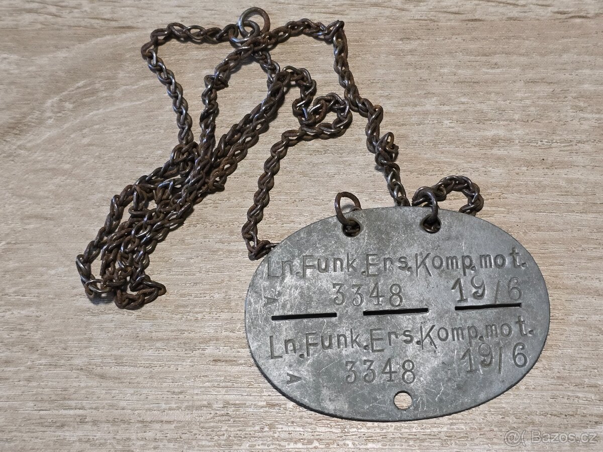 Německá ID známka - radiový operátor na řetězu