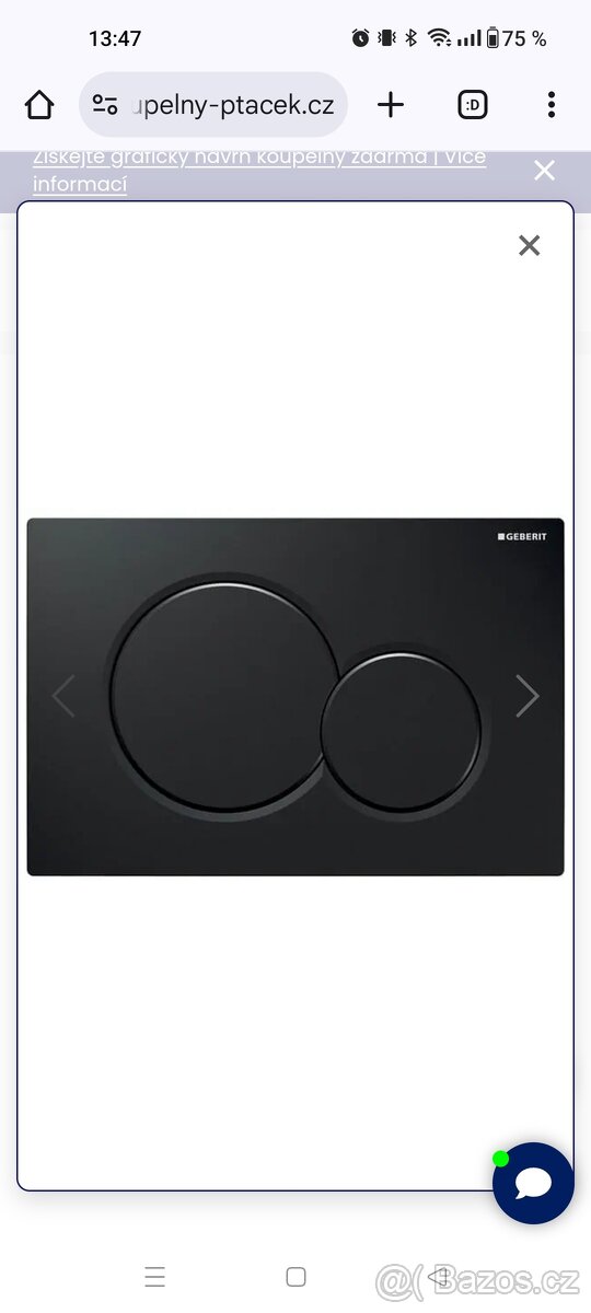 WC tlačítko Geberit Sigma, černá, NOVÁ