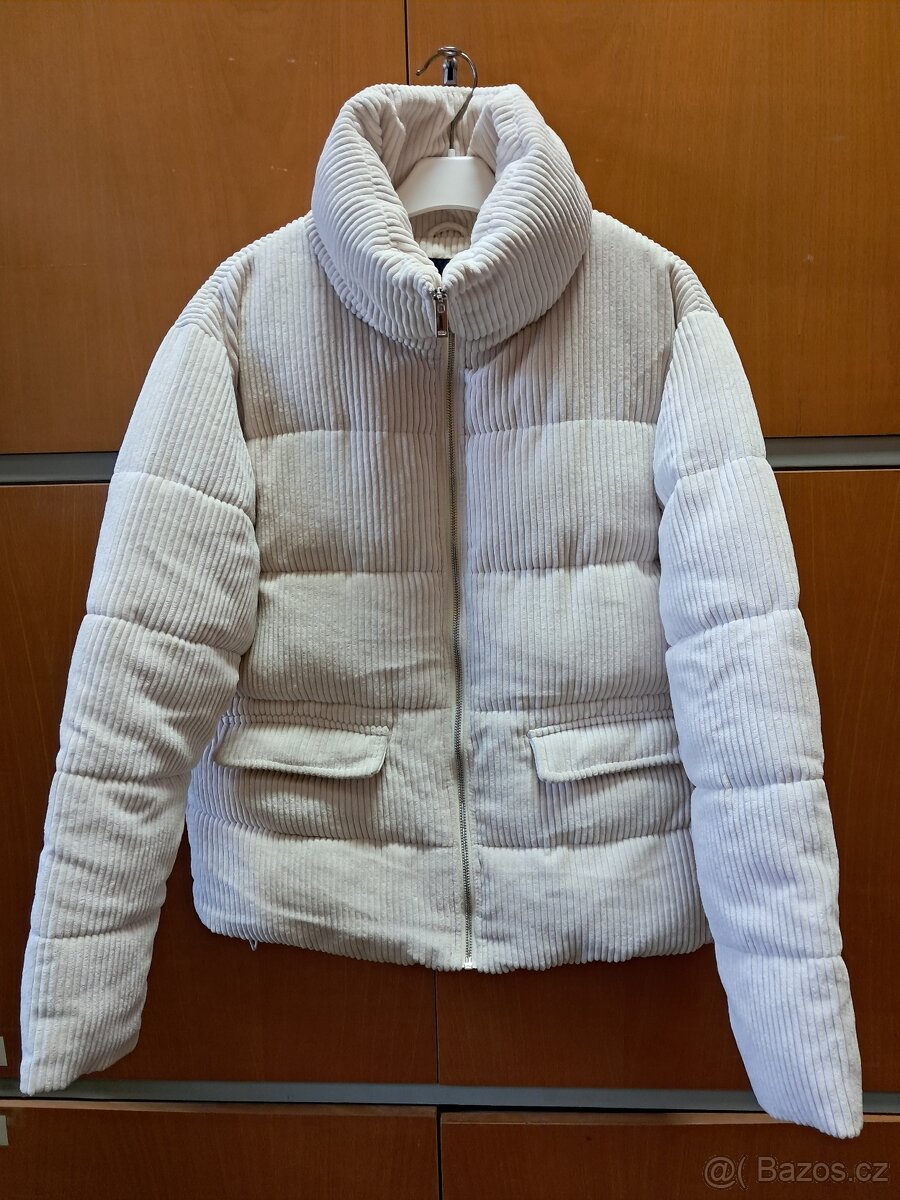 Zimní menšestrová bunda bílá (krémová) 42