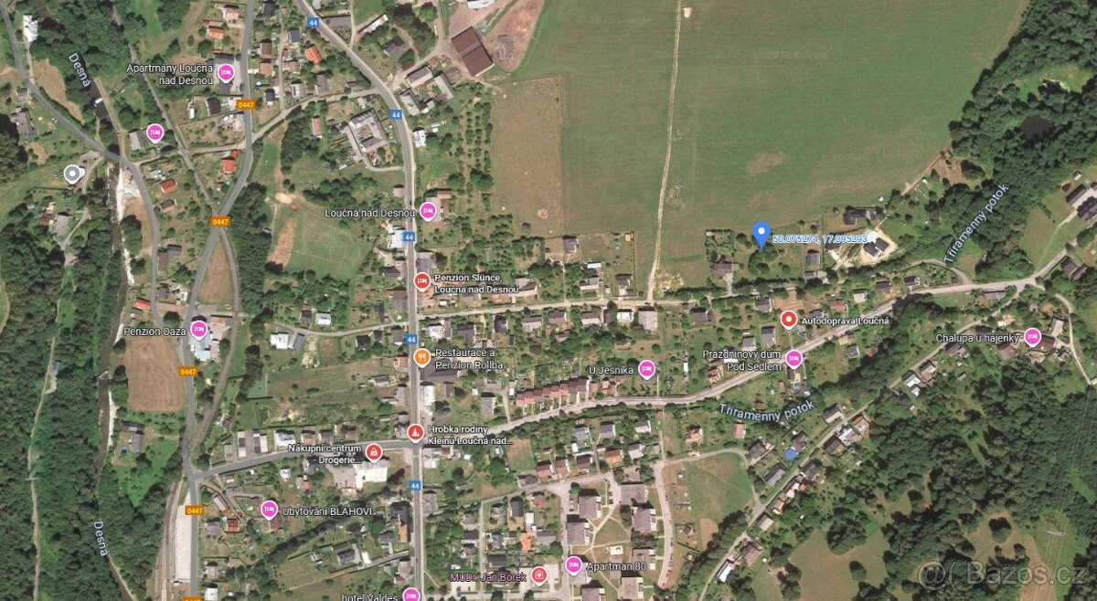 Prodej stavební parcely 1123 m3 Loučná nad Desnou Kociánov