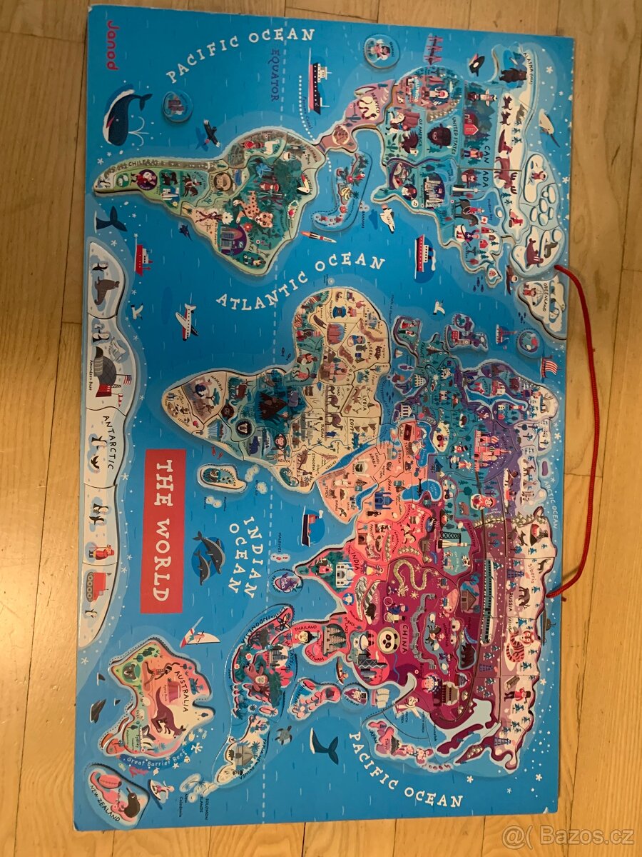 Dřevěné puzzle mapa světa