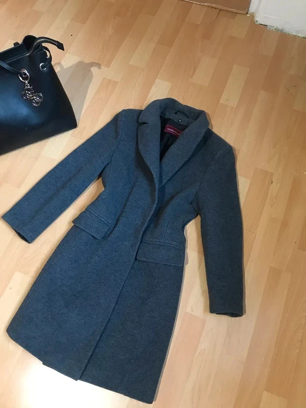 Kasmirovy vlneny sedy kabat damsky novy 36