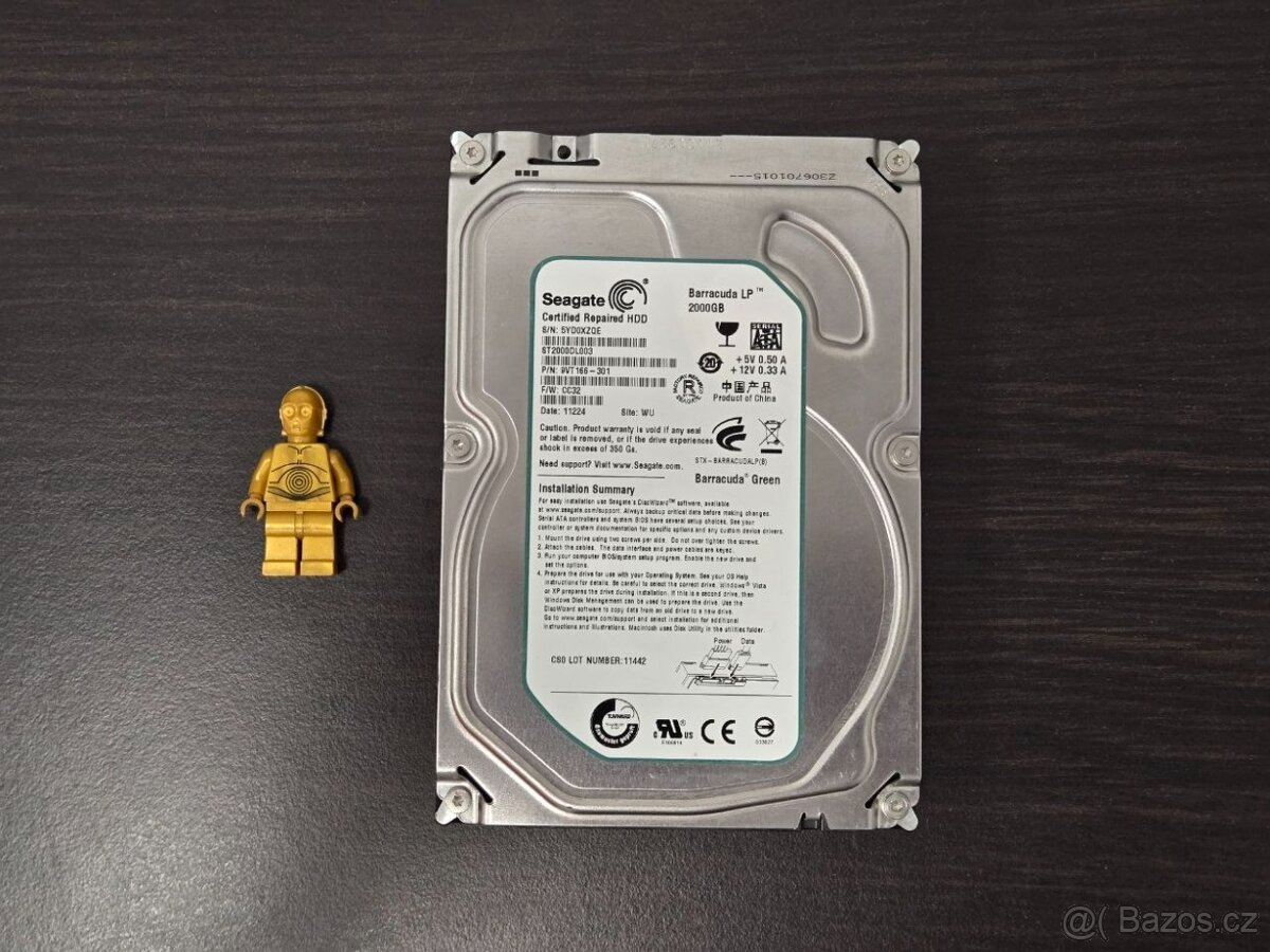 Seagate 2TB SATA disk, 3,5", 64MB cache