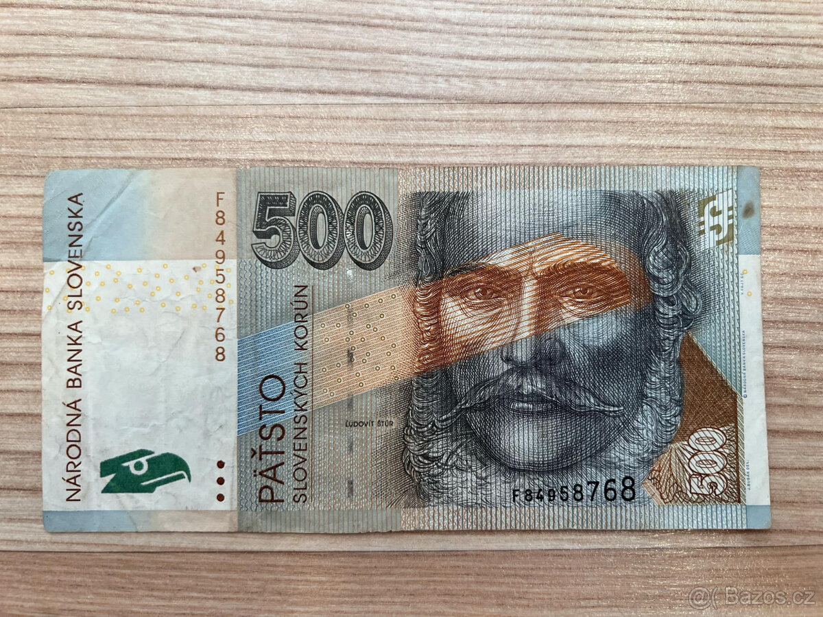 Slovenská bankovka 500 SK rok 2000 séria F ( znak )