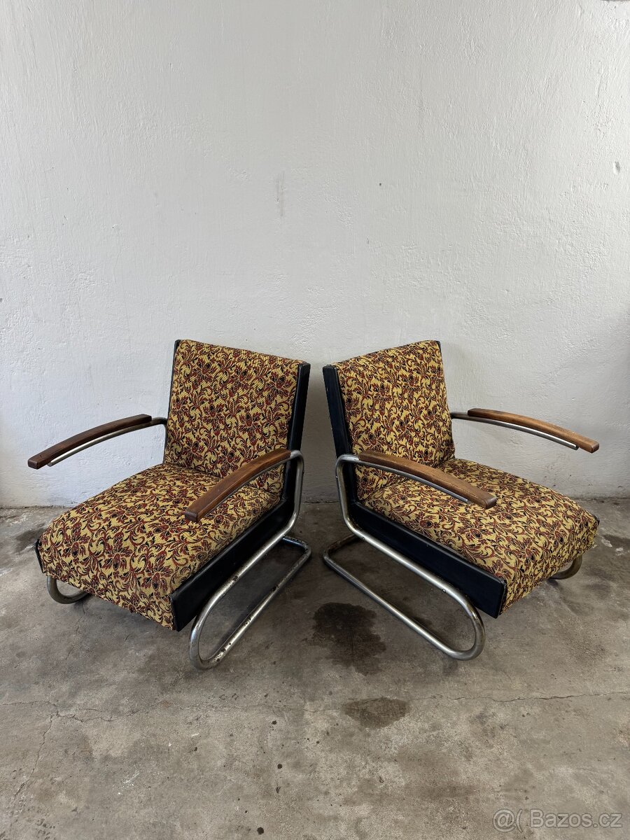 2x funkcionalistické křeslo Thonet S 411