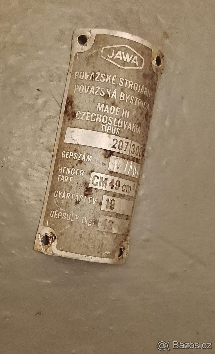 Babetta 207 - štítek v maďarštině