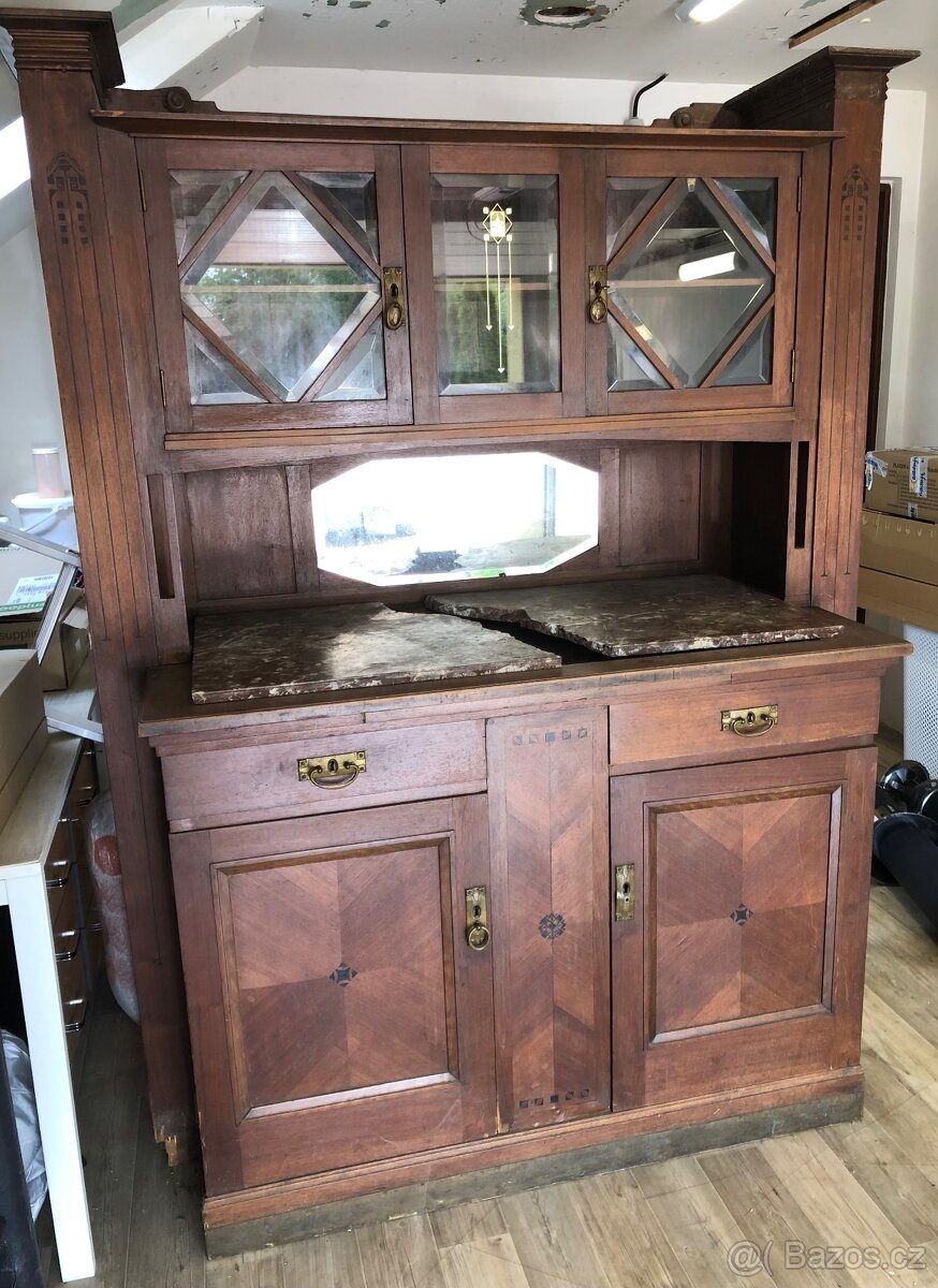 Starý příborník, kuchyň, Art deco, starožitný nábytek