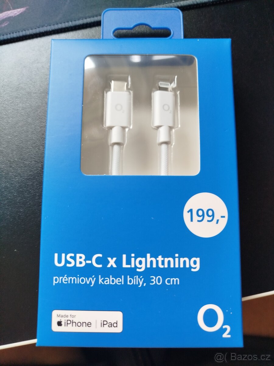 USB C x lightning premiový kabel bílý