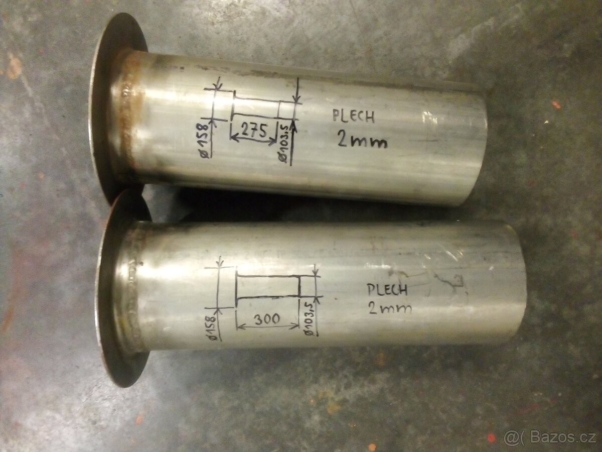 Nerezové INOX roury 103,3mm s přírubou 158mm