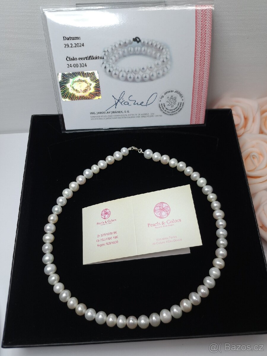 Náhrdelník z pravých perel ( 42cm) + certifikát