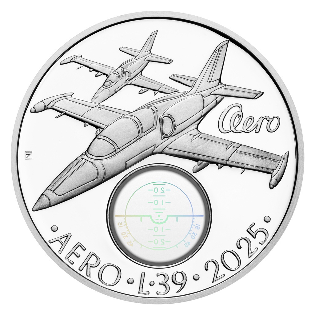 Stříbrná mince ČNB 500,- cvičný letoun AERO L-39 Albatros BK