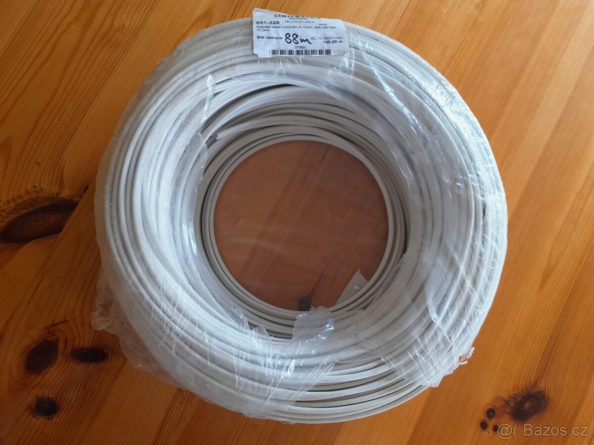 Koaxiální kabel s napájením pro CCTV BÍLÝ 2x0,5mm2