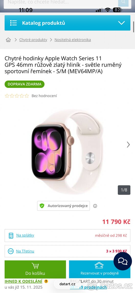 Apple Watch 11 série 46mm zlato-růžový