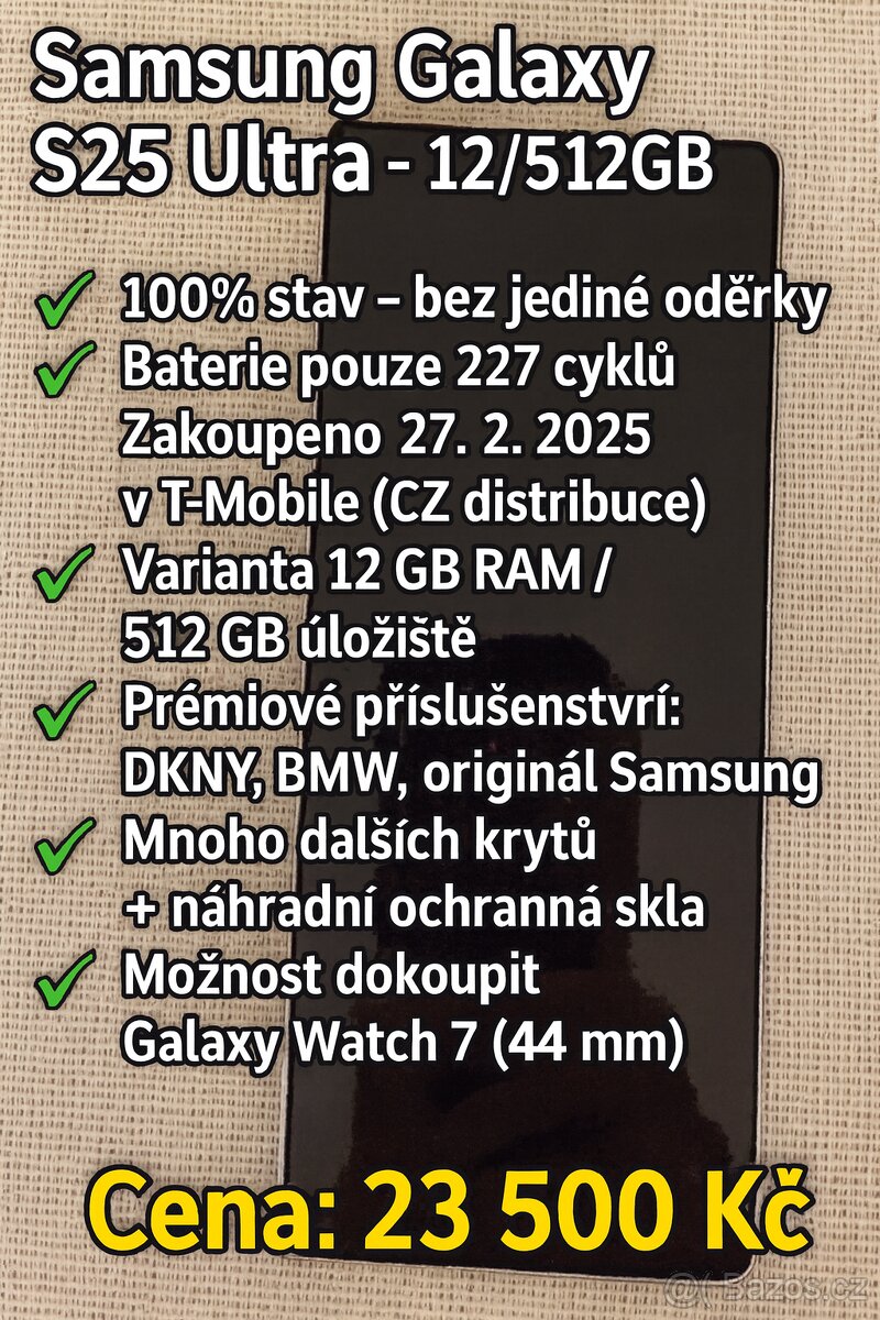 Prodám Samsung Galaxy S25 Ultra 12GB/512GB (SM-S938B/DS)
