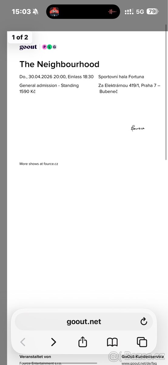 Lístek na stání The neighbourhood 30.4.