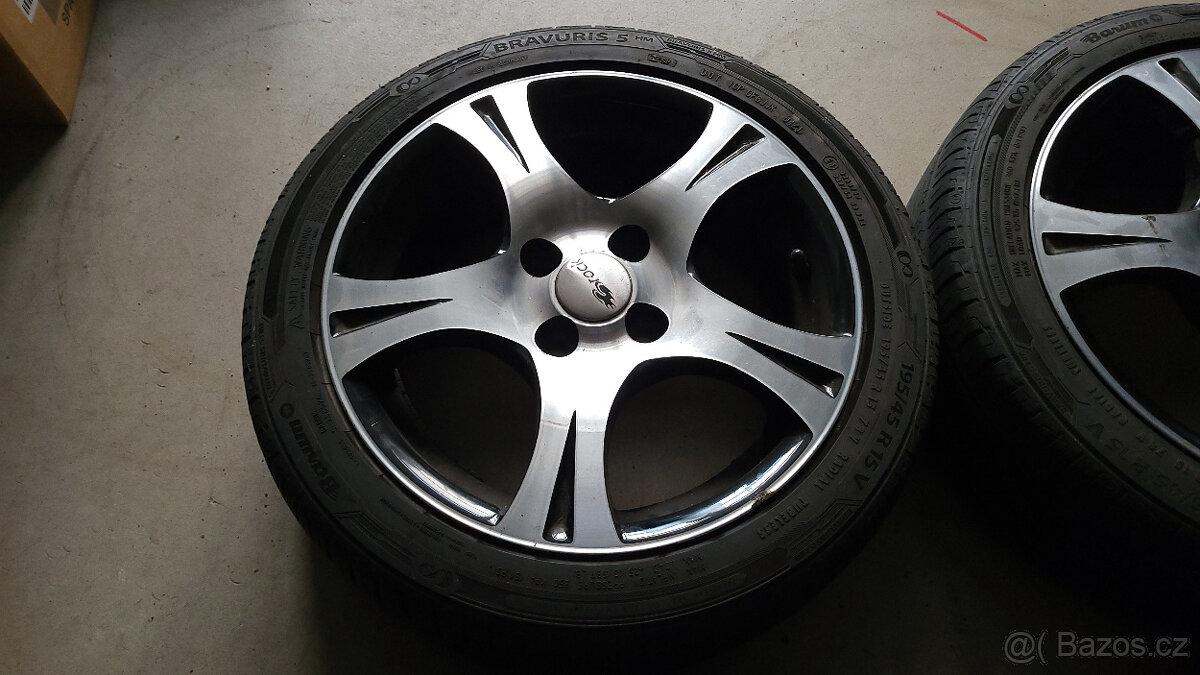 Krásná leštěná letní ALU kola 15" 4x100 VW, Škoda, Seat
