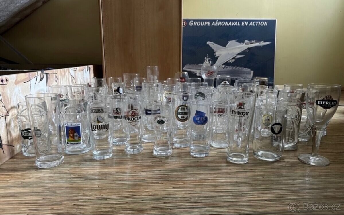 Pivní sklenice, krigly, půllitry, pivní sklo 77ks