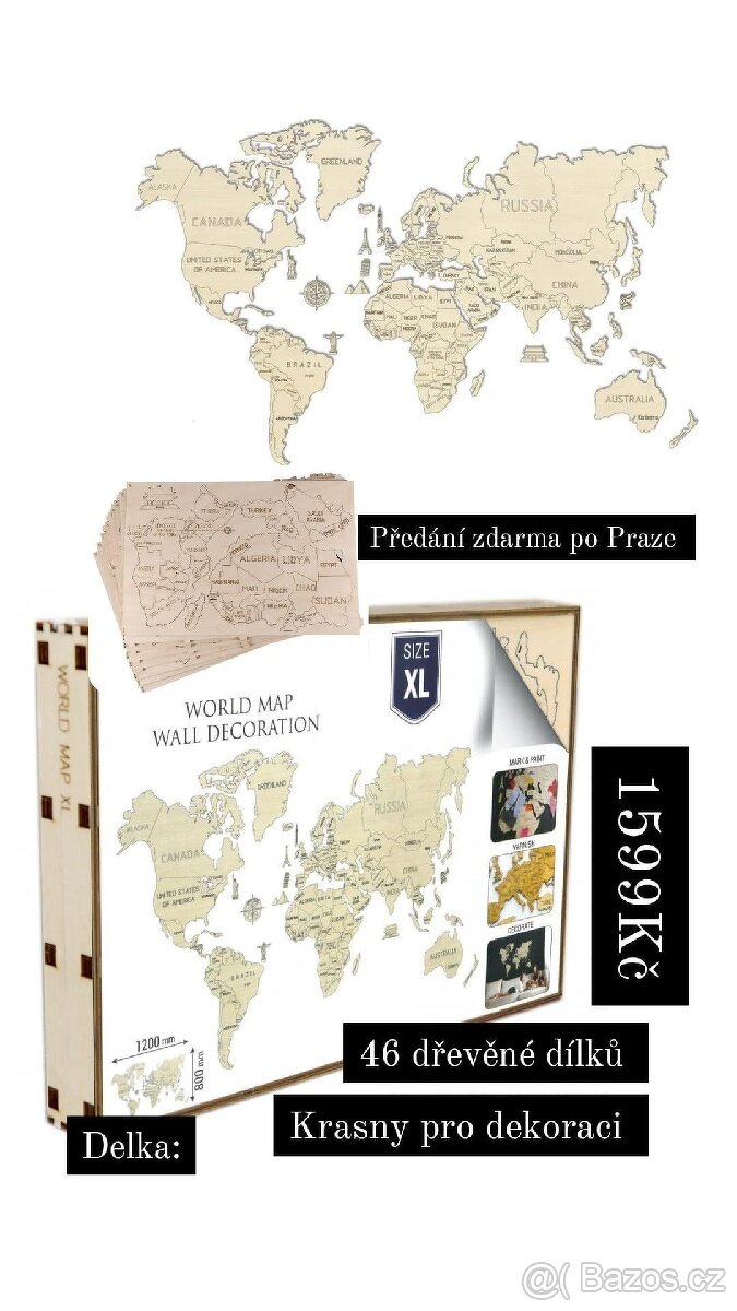 Puzzle 3D Mapa XL 120x80cm (Novy)