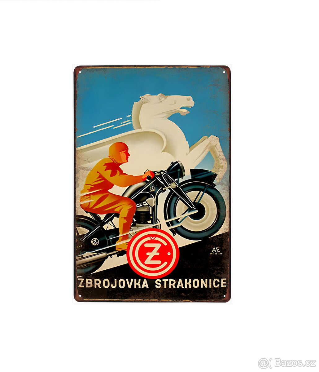 plechová cedule:Čezeta-Zbrojovka Strakonice (dobová reklama)