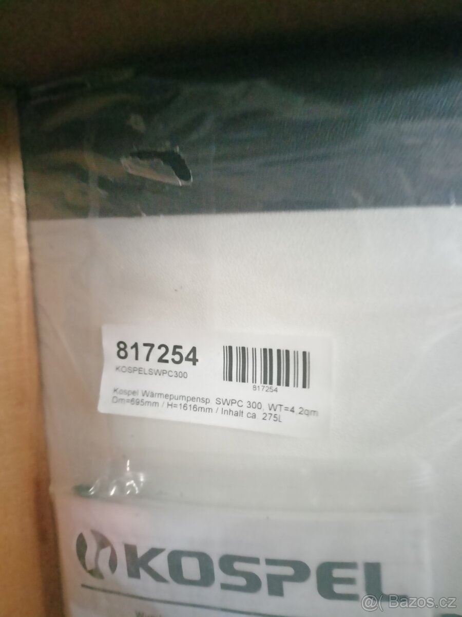 Nádrž pro TUV Kospel SWPC 300, 4,2 m2 výměník, nová