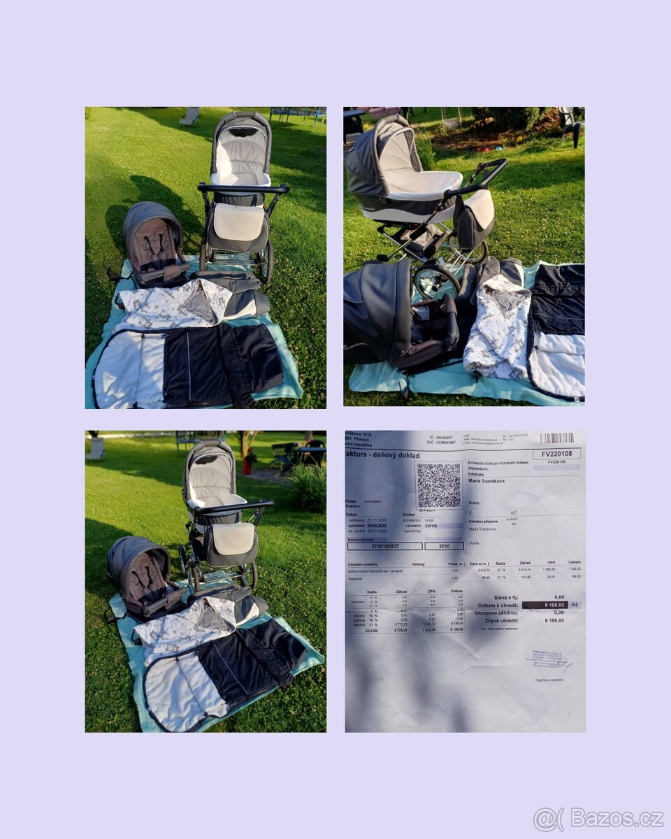 Kočarek Kunert Romantic Eco- šedobílý