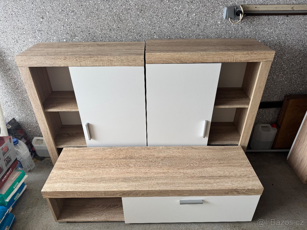 Obývací stěna dub sonoma, bílá