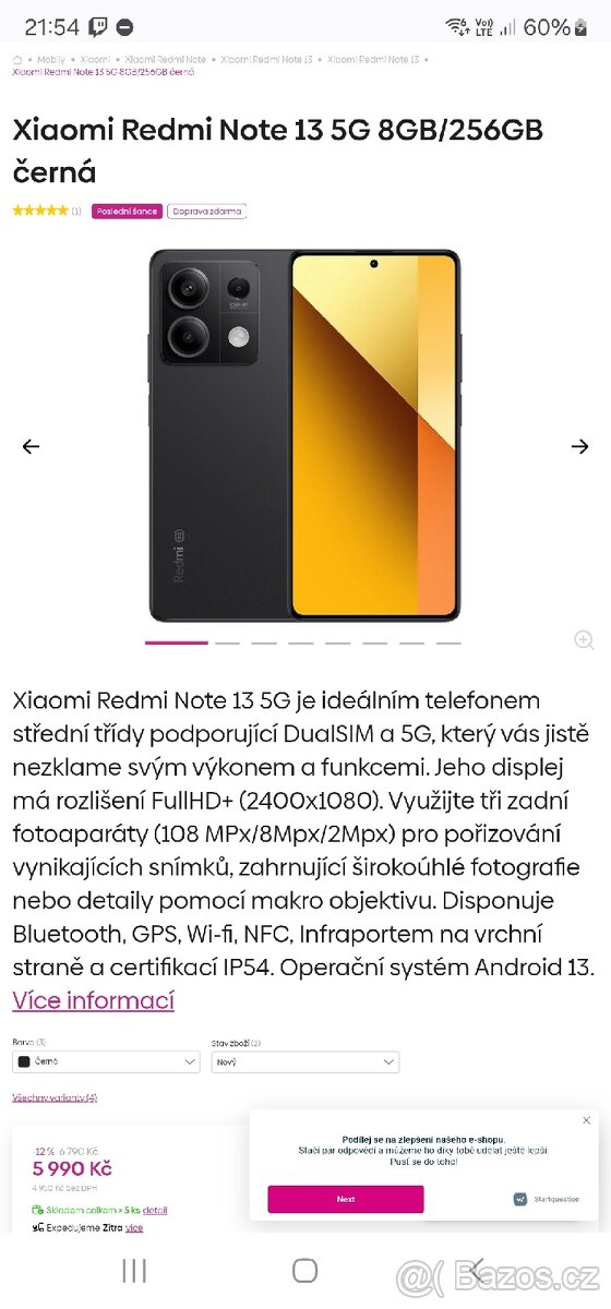 Xiaomi redmi note 13 5G 256GB