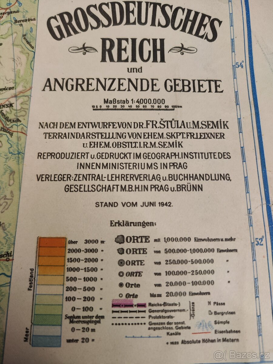 Protektorát - Mapa Velkoněmecké říše / školní / Wehrmacht