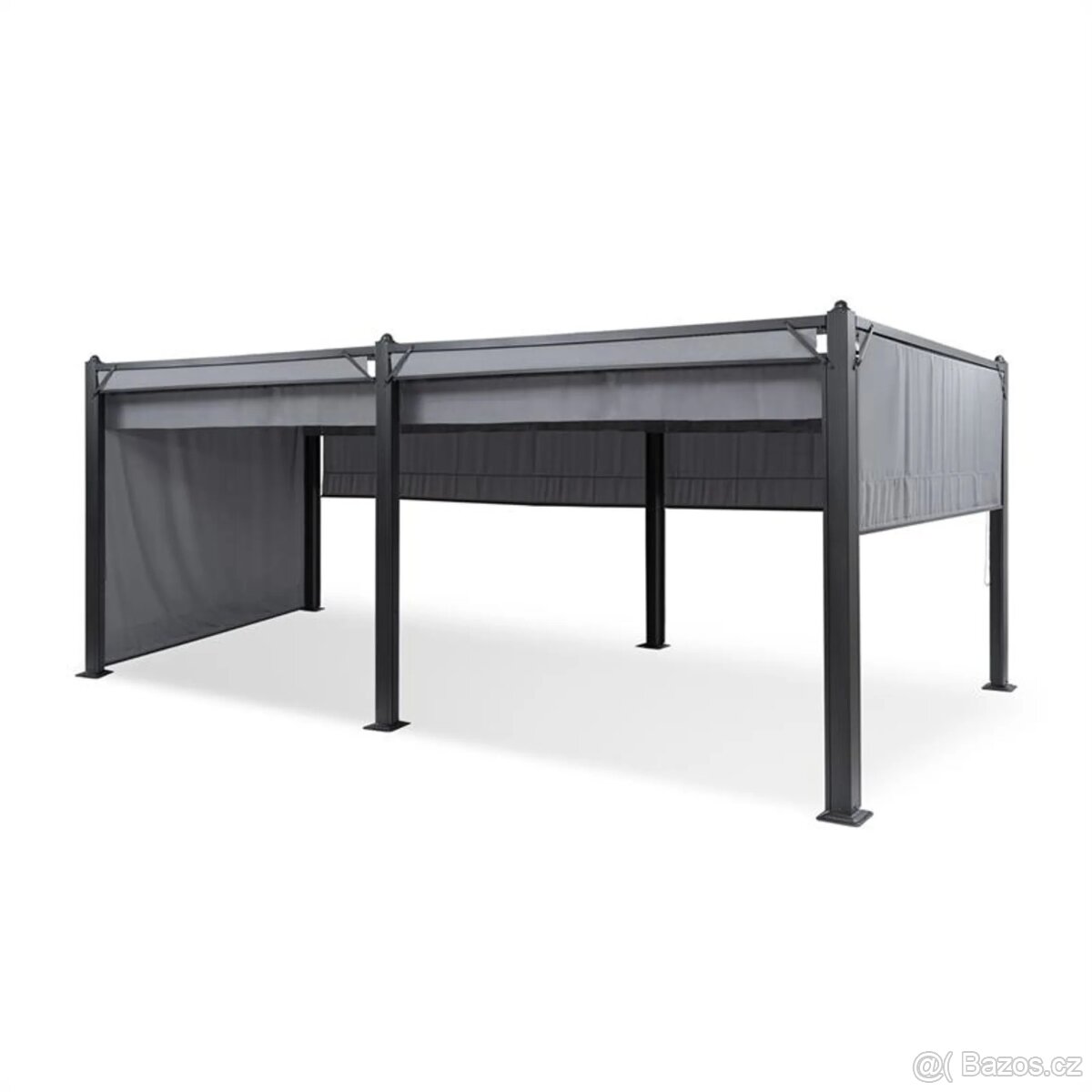 Kovová Pergola s posuvnou střechou a roletami 6x3m