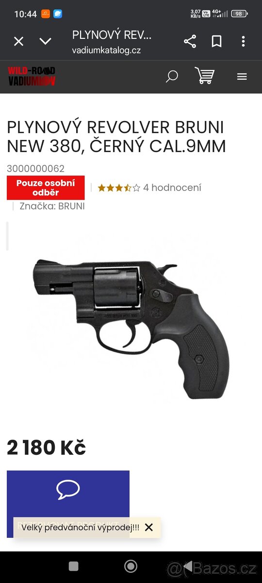 Bruni mod.new 380 plynová pistole 9 mm