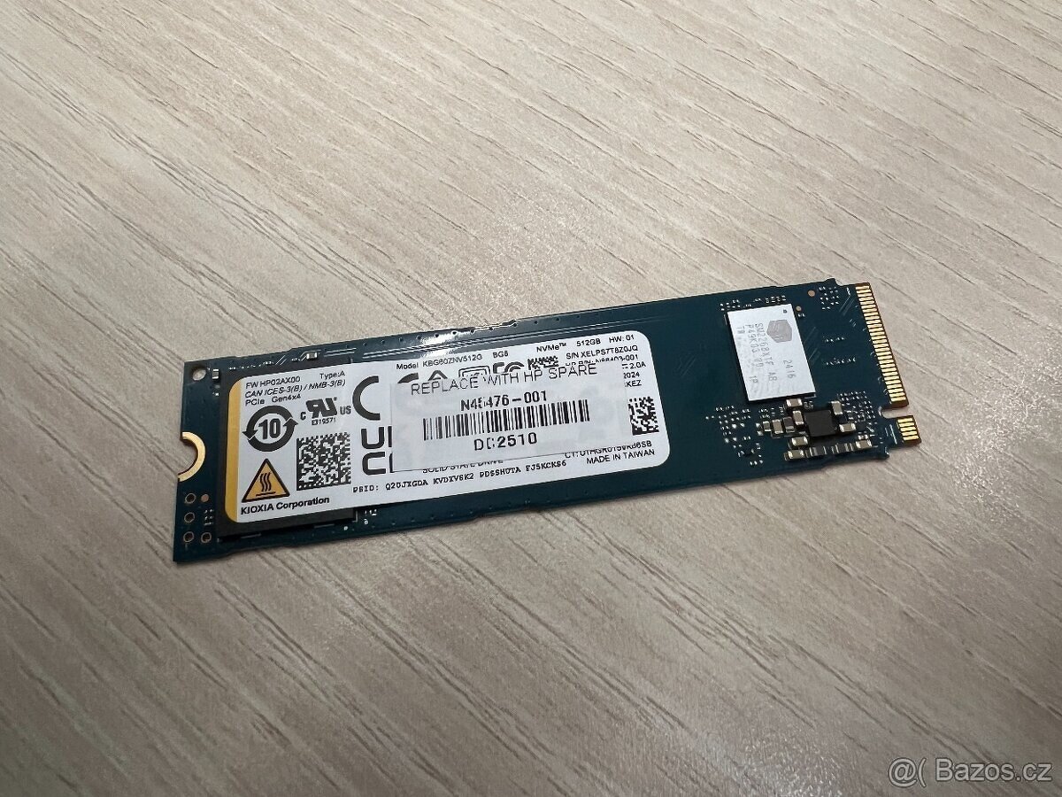 HP SSD M.2 512GB PCIe NVME, 4,6gb/s, 3,7gb/s, skoro novy kus