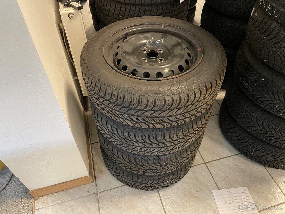 Plechové disky 4x100 6Jx15 + zimní pneu 185/65 R15