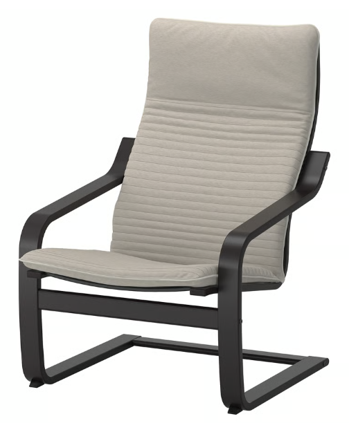 2x křeslo Ikea Poang černohnědá + pískový potah