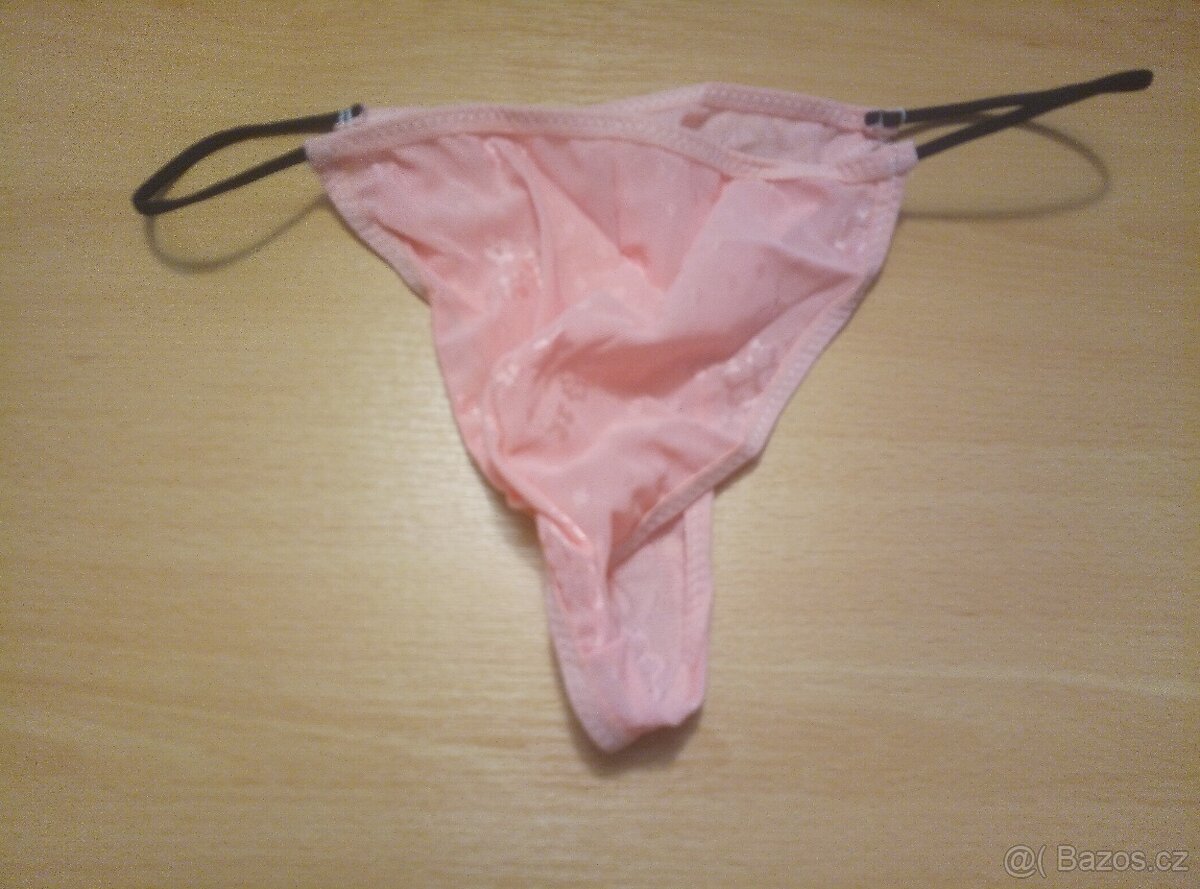 pánské růžové krajkové tanga