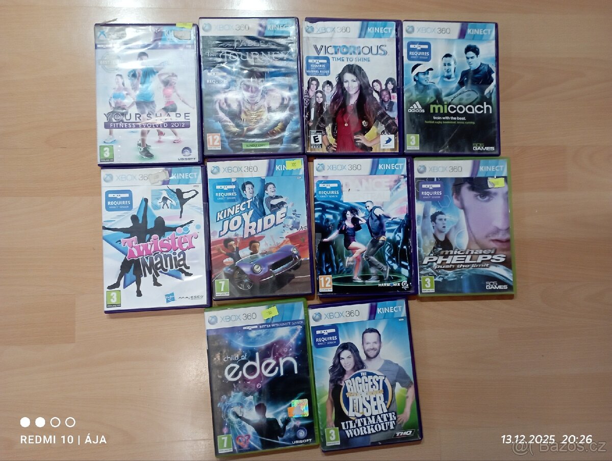 Hry na Xbox Kinect,kus 100kč