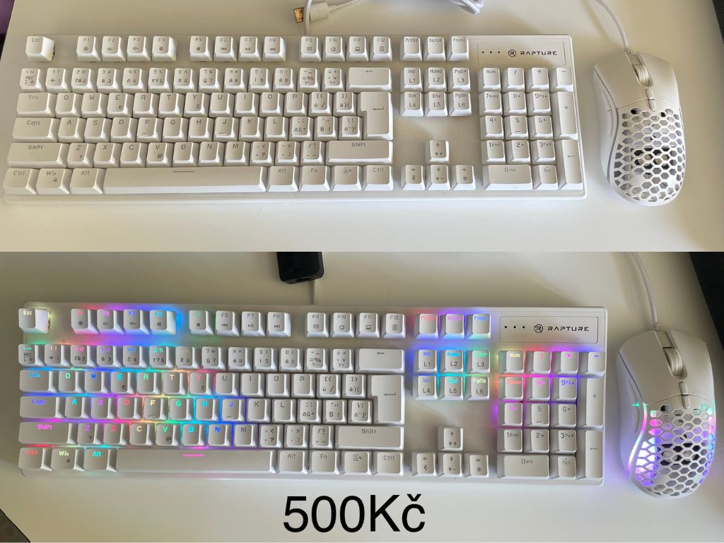 herní klávesnici a myš