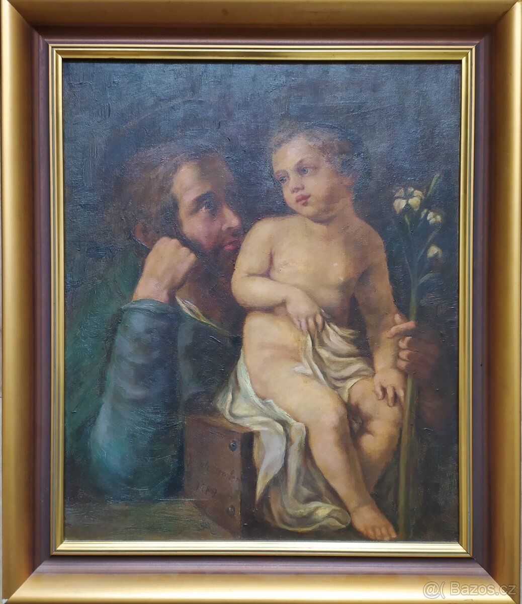 Josef Bergler - Svatý Josef s Ježíškem - 18. Století - obraz