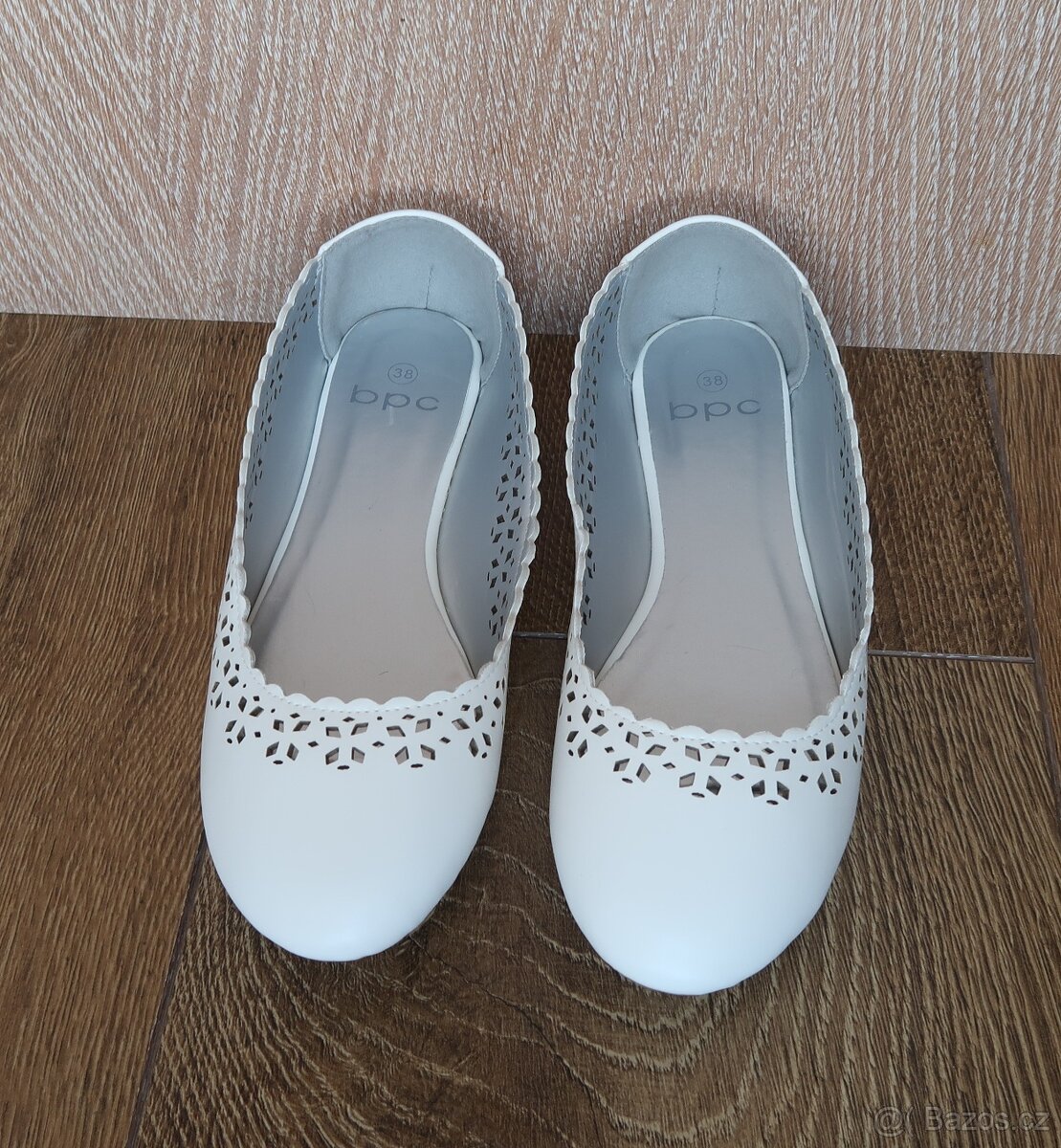 Bílé baleríny se vzorem - vel. 38 - Bonprix