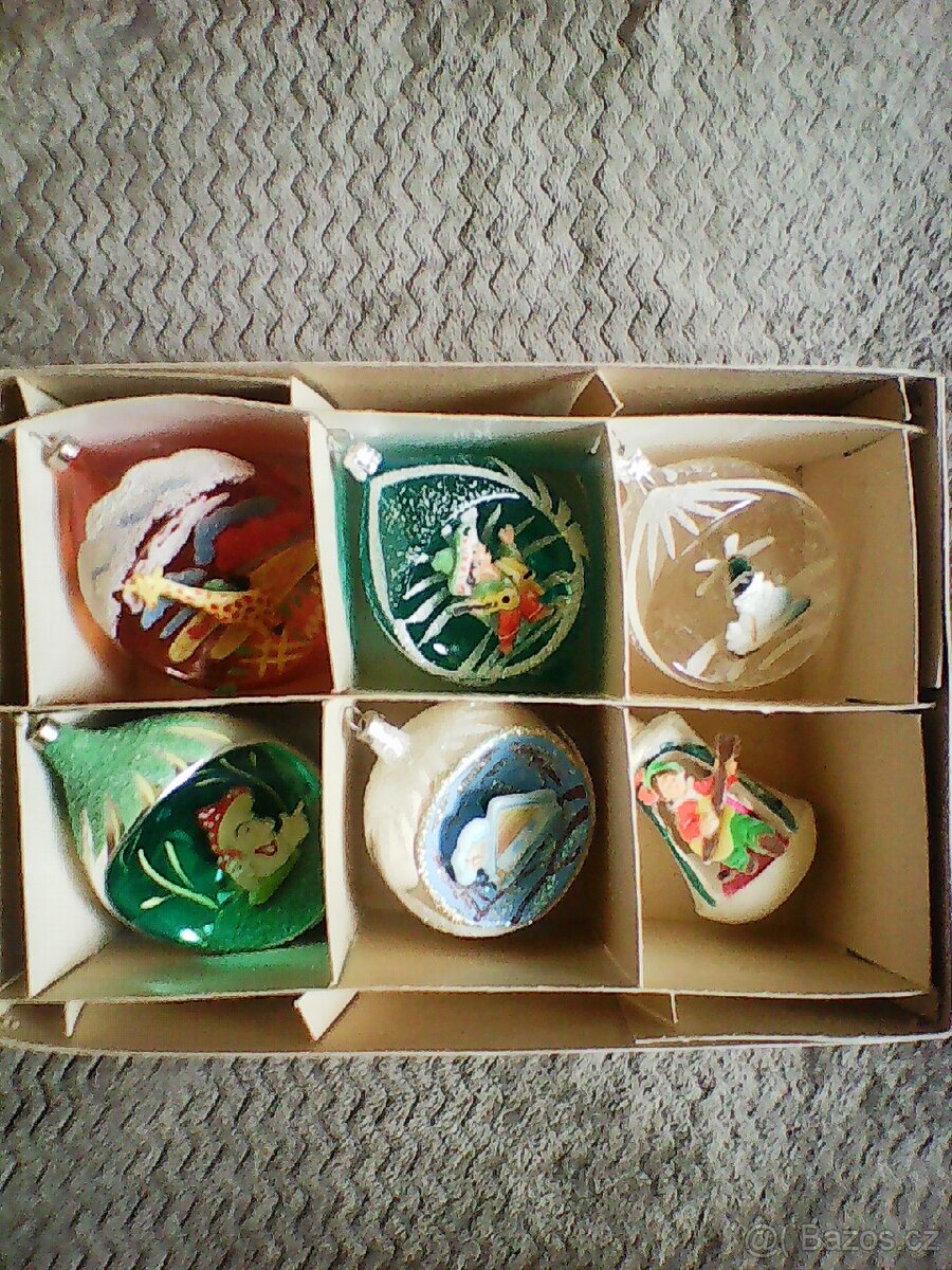 Retro skleněné vánoční ozdoby s vlepem 5