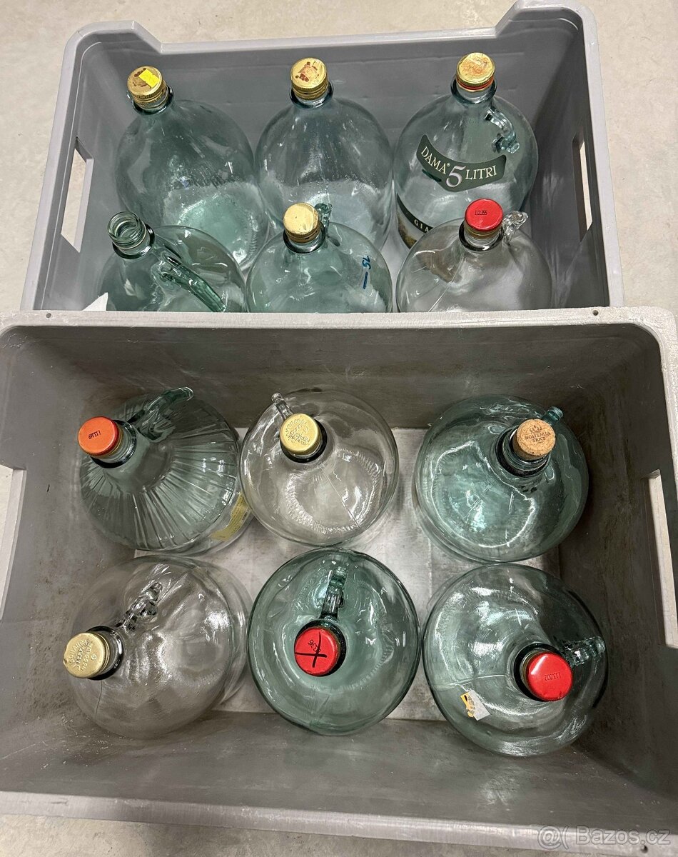 Demižón 5L sklo láhev 12 kusů