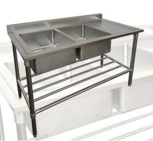 Nerezový dvojdřez 180cm - pravý odkládací prostor