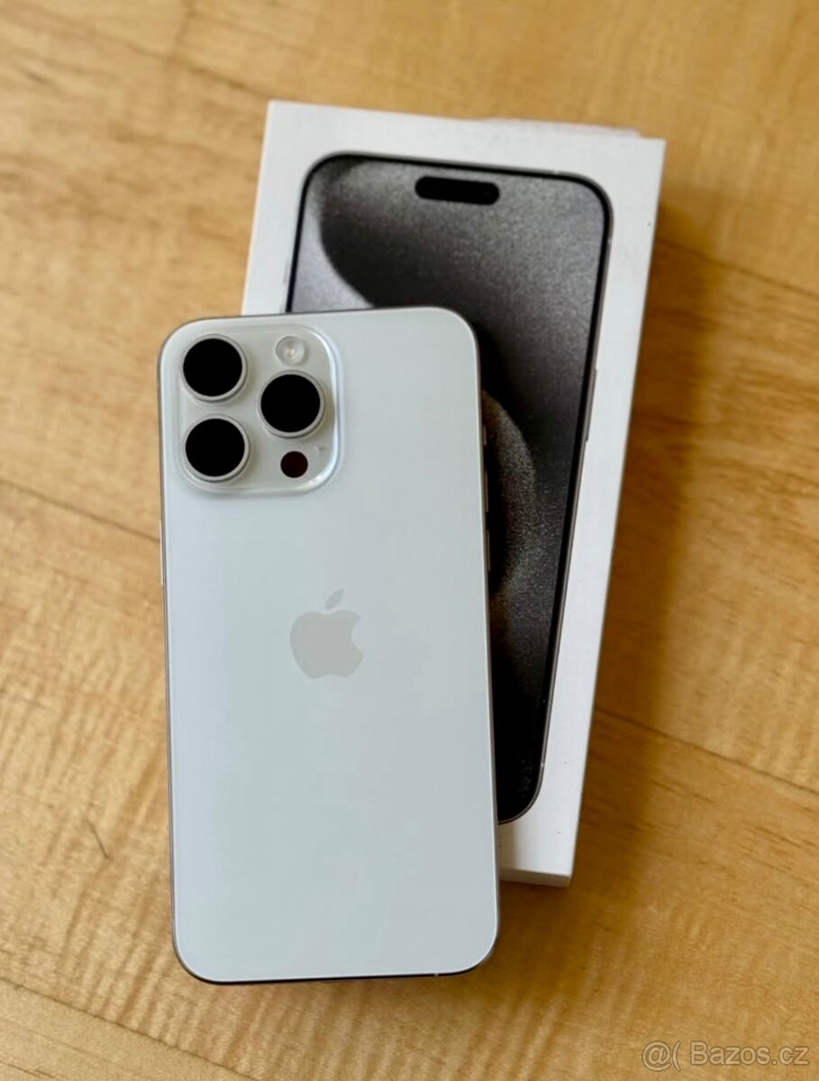 iPhone 15 Pro White Titanium BATERIE 100% TOP
