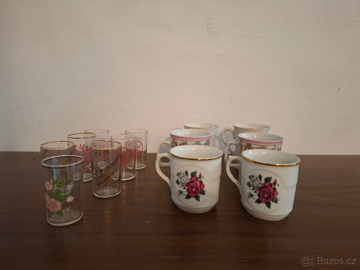 Prodám starožitné hrníčky Madein Scehoslovakia,skleničky