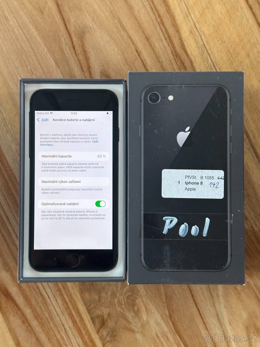 Apple iPhone 8 64GB černý + krabička, bat. 83%