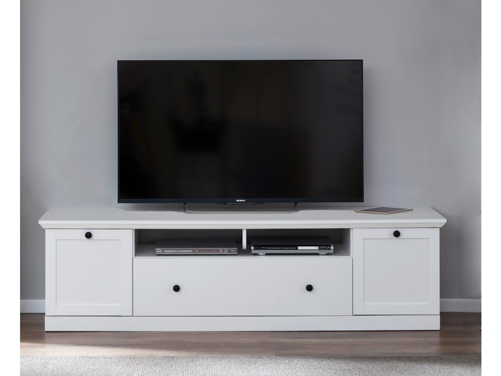 TV stolek VINCENT nízký, bílý – NOVÝ