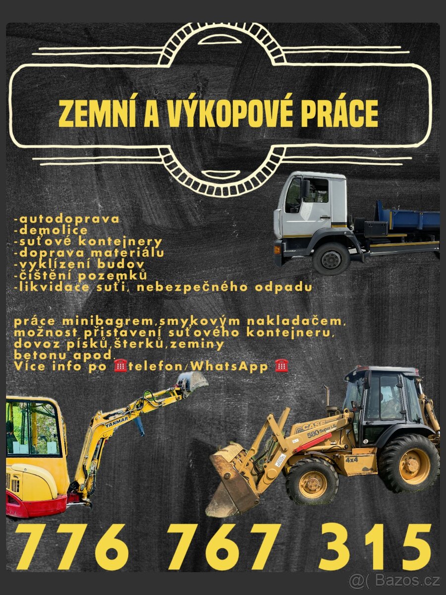 Zemní práce, autodoprava, kontejnery, demolice